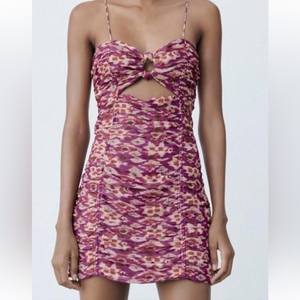 Zara- NWT spaghetti strap printed dress.  SzXXL